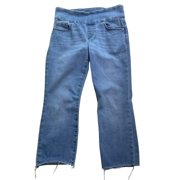 Lee Womens Slim Fit Mid-Rise Frayed Hem Denim Blue Jeans Size 4 Short u - Picture 1 of 6